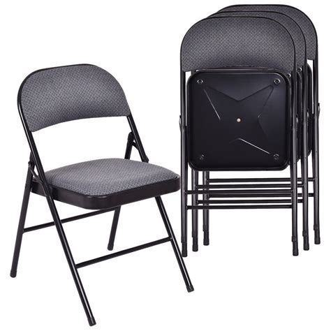 metal folding chair with fabric upholstered seat & back blue|folding padded chairs lowest price.